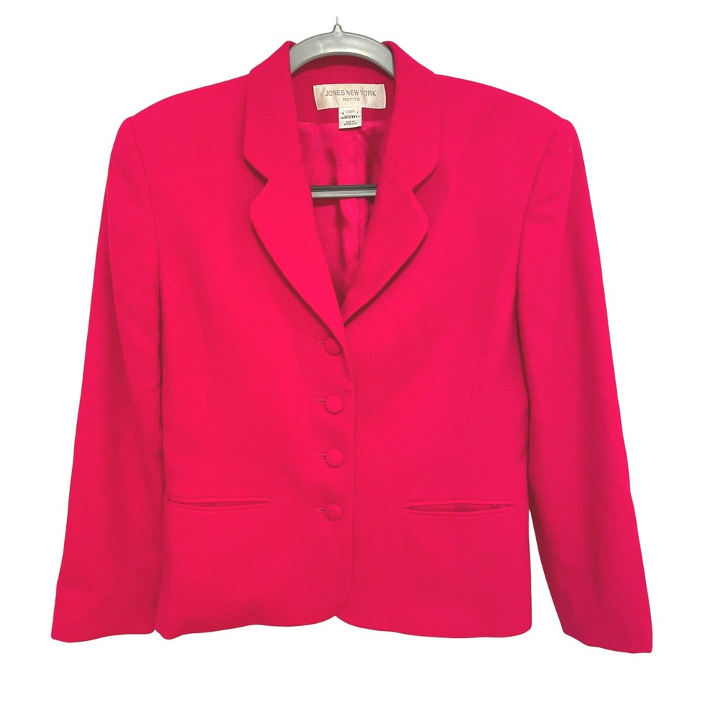 Vintage Jones New York Blazer 90s Fuschia Wool 10 Petite Made in USA‎